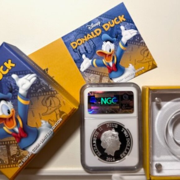 2014 NIUE S$2 Disney Donald Duck Colorized NGC PF 70 UCAM original package - Picture 6 of 6
